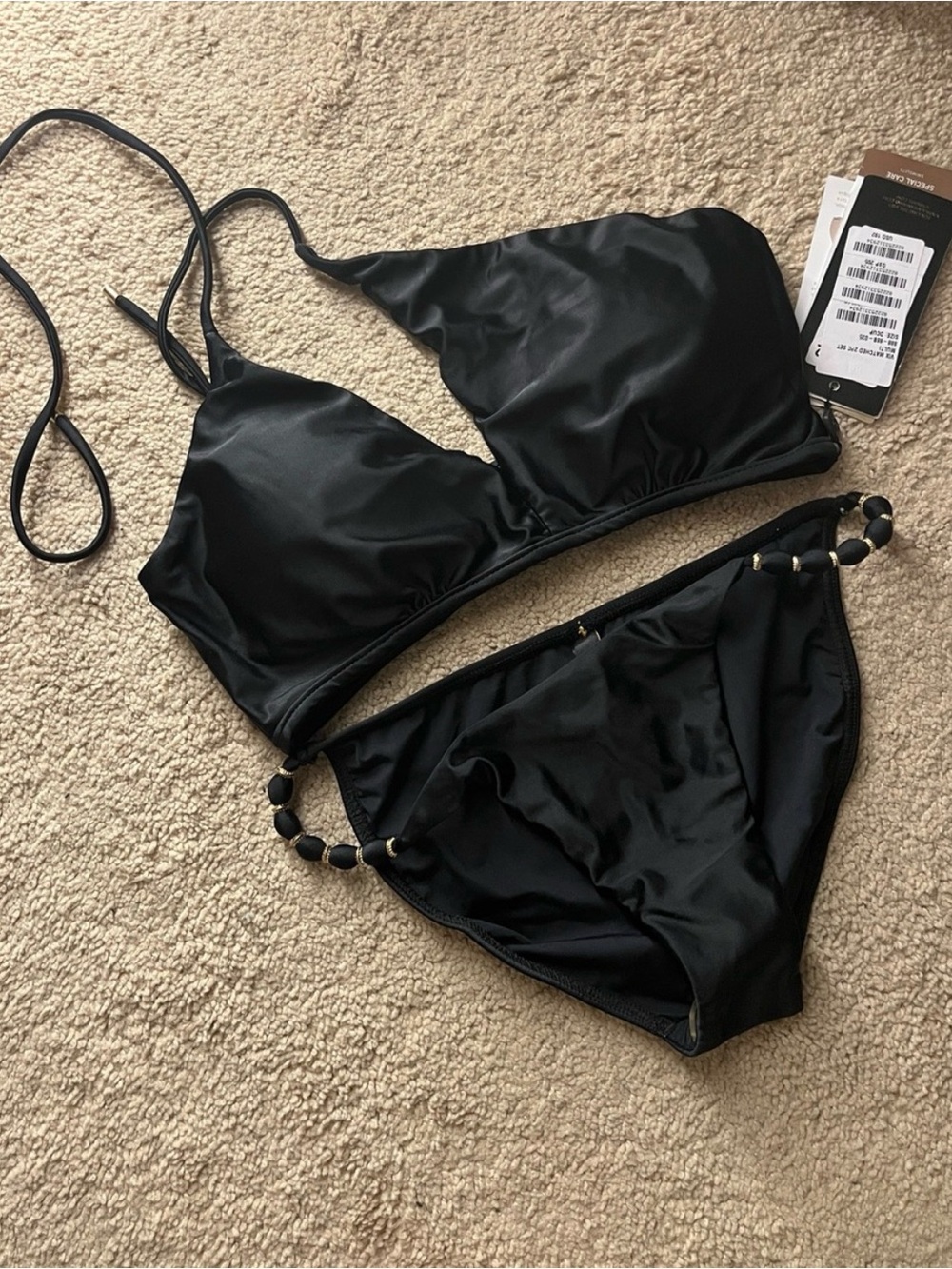 Vix Paula Hermanny Rai Black Bikini | One-Shoulder Tie | Top D Bottom M | NWT